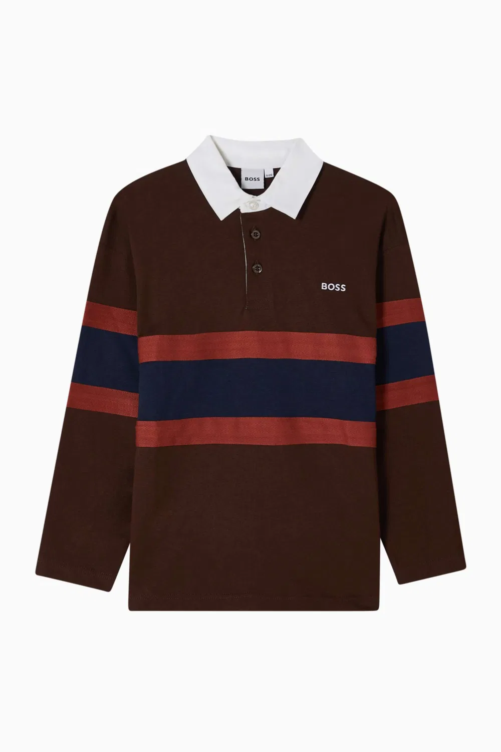 Поло в полоску из хлопкового джерси BOSS Kidswear