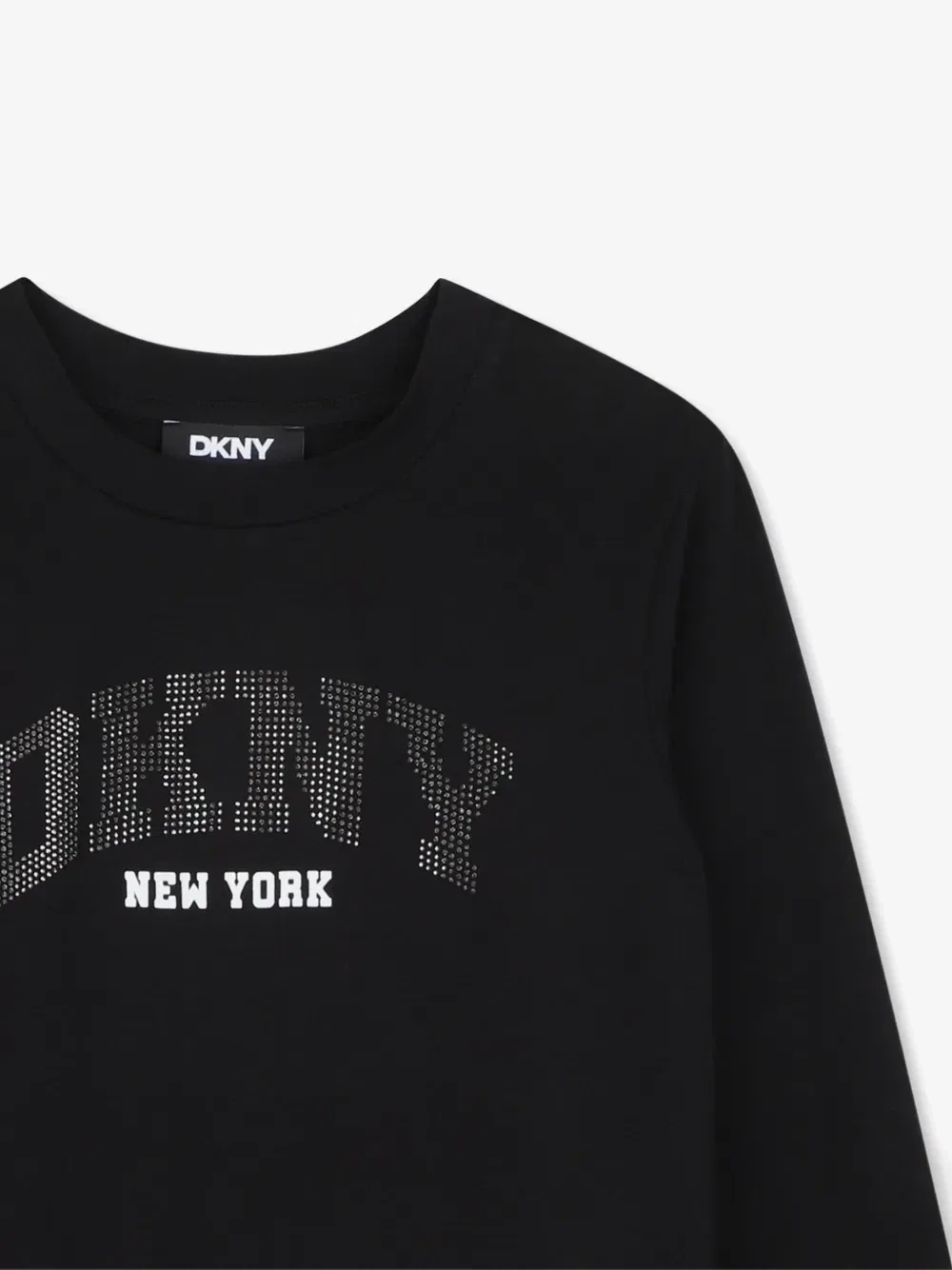 Футболка с длинными рукавами и стразами Dkny Kids, черный — фото 3