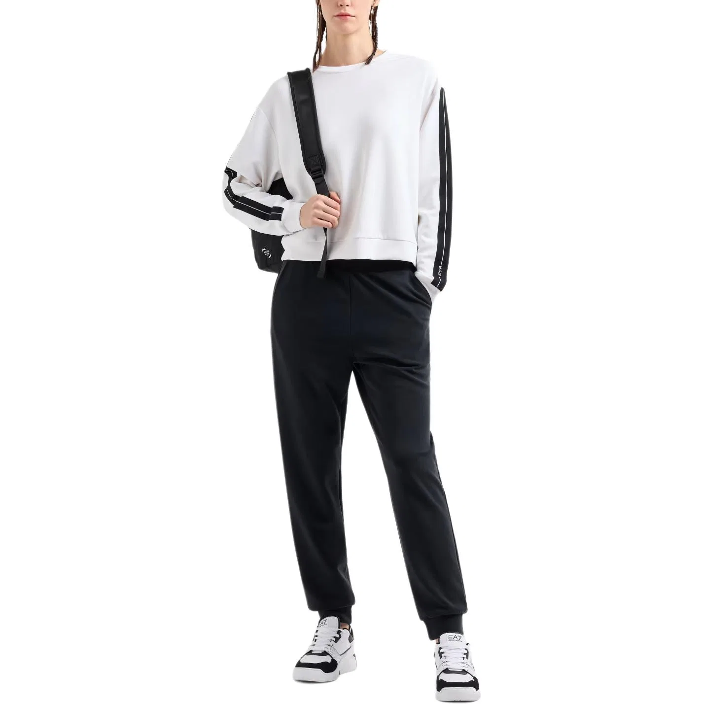 Женский комплект толстовок с длинным рукавом EA7 EMPORIO ARMANI, Black White — фото 3