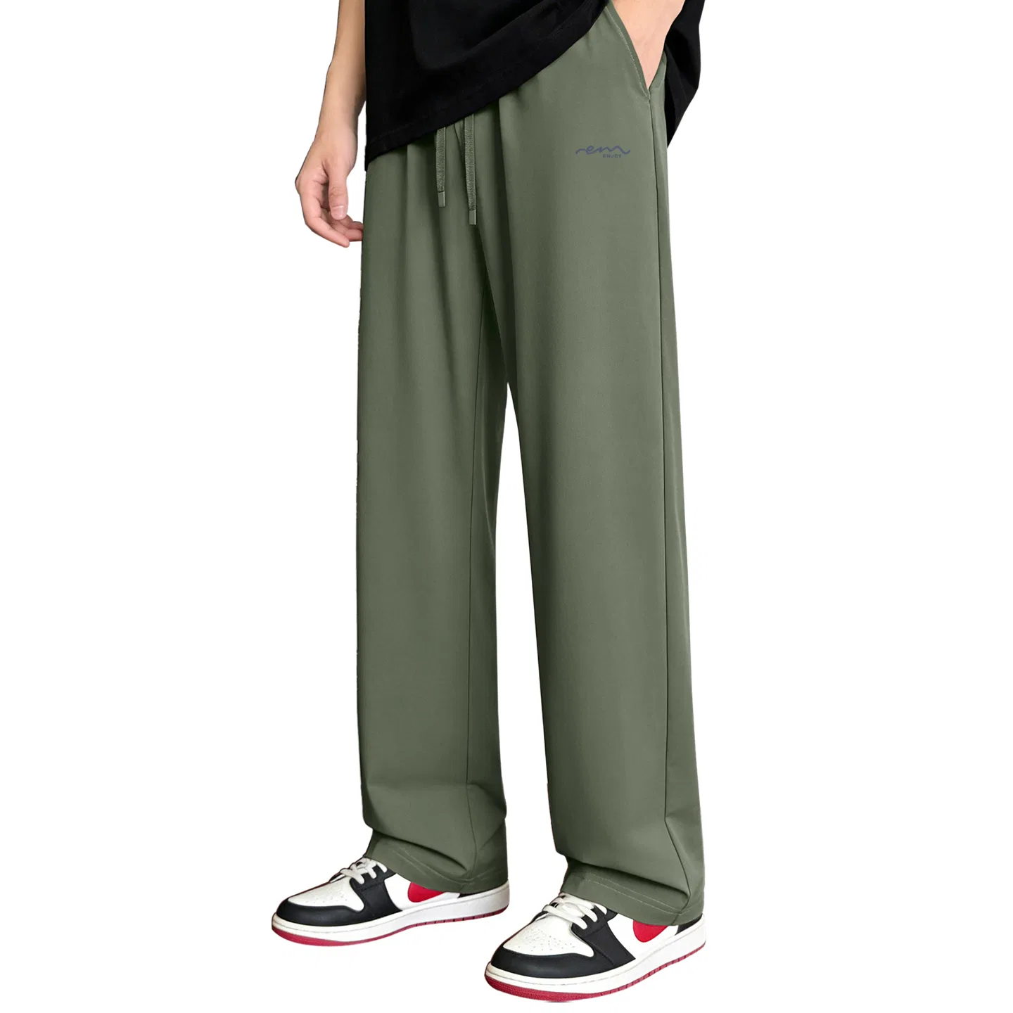 Детские брюки прямого кроя Ice Silk Sweat-Wicking MINISO, Ink Blue Flow Pants Logo