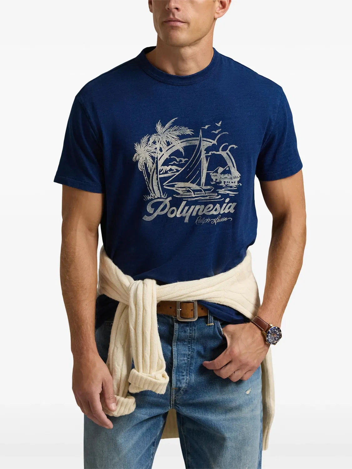 Polo Ralph Lauren Футболка с графическим принтом, синий — фото 3