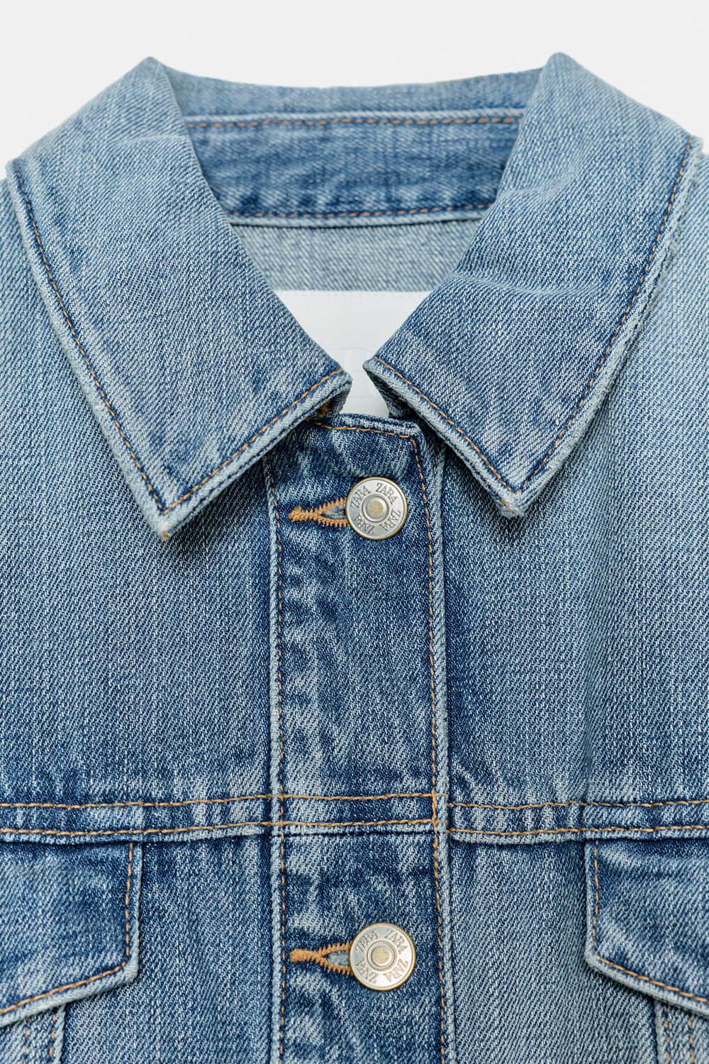 Джинсовая куртка Zara TRF  With Shoulder Pads, синий — фото 3