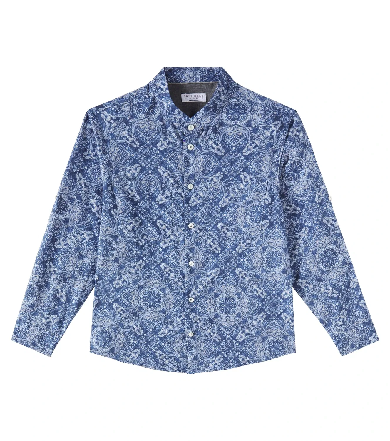 Рубашка с принтом Brunello Cucinelli Kids, синий