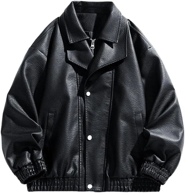 Мужское oversize-бомбер из кожзама Vintage Classic Coats, чёрный