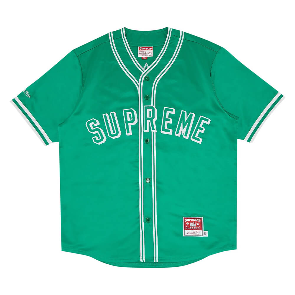 Бейсбольное джерси Supreme x Mitchell & Ness Satin, зелёный - фото