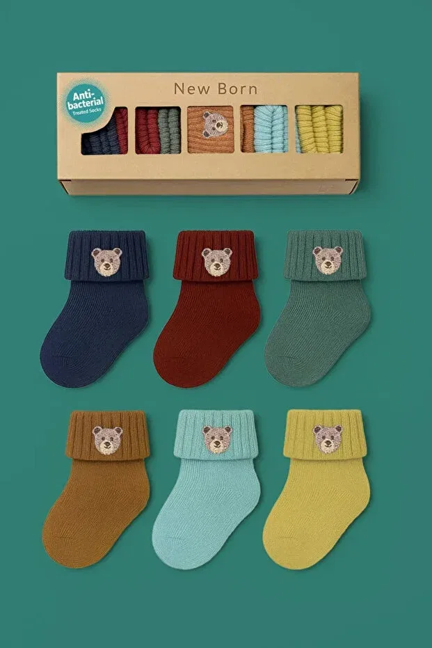 Детские носки хлопковые с вышивкой Apptakı, Bear Embroidery