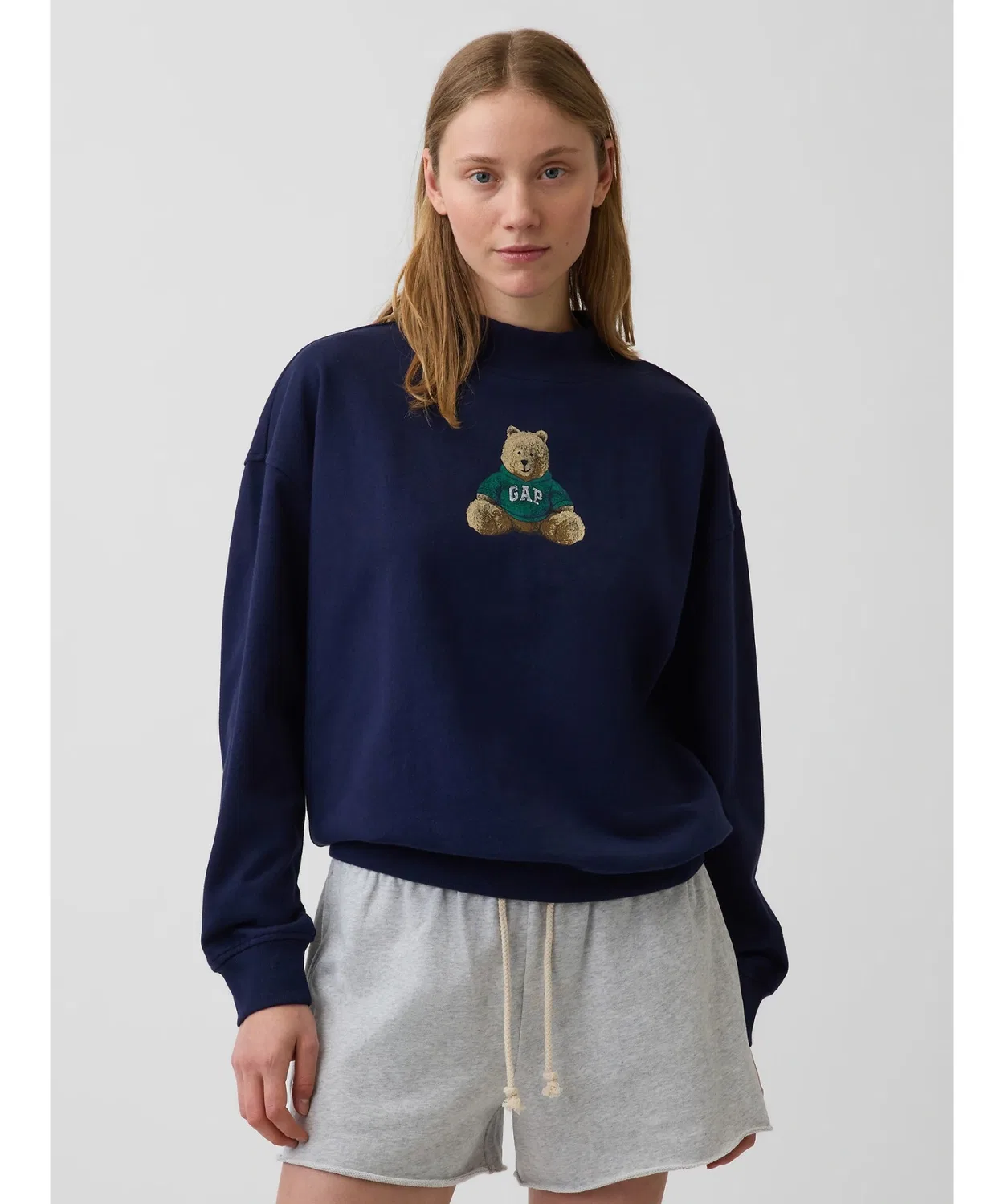 Женский свитшот оверсайз с длинным рукавомVintage Soft GAP, Navy