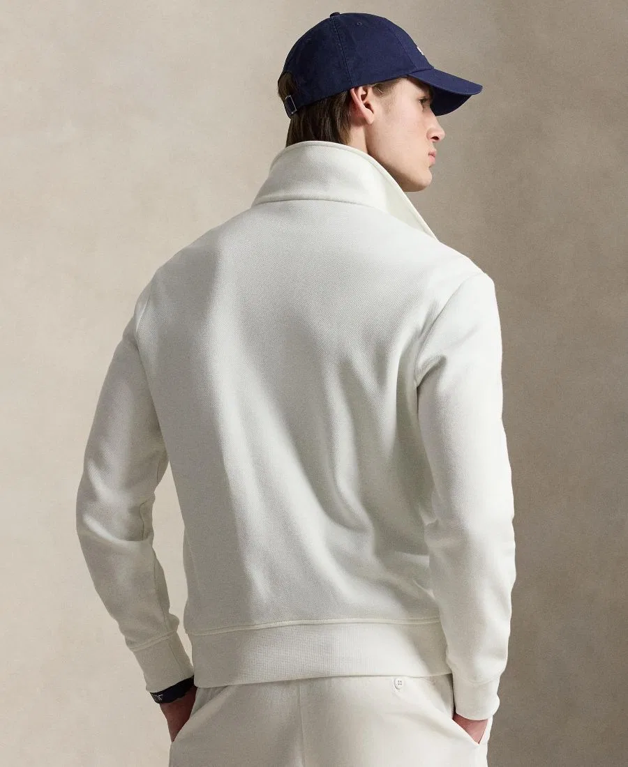 Мужской свитшот с четверть-молнией, с вышивкой Polo Ralph Lauren, White — фото 4