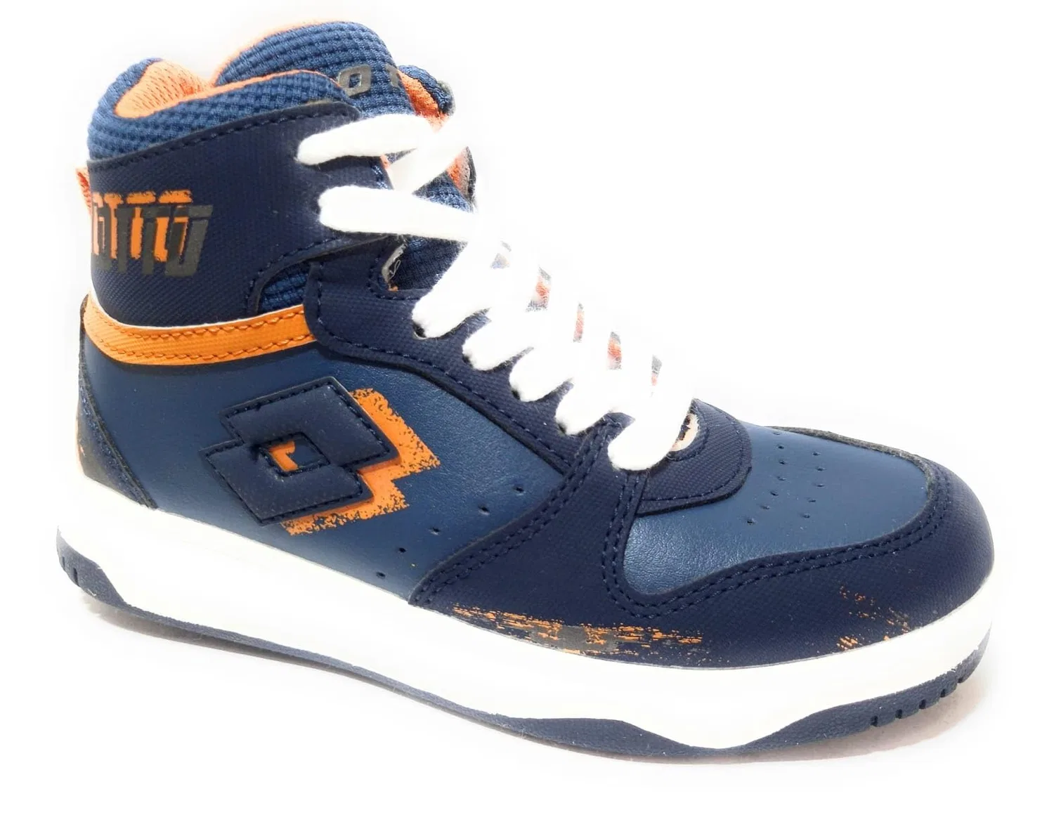 Детские кроссовки для мальчиков высокие Lotto Rocket 1 AMF II High PRT CL, Blue Orange