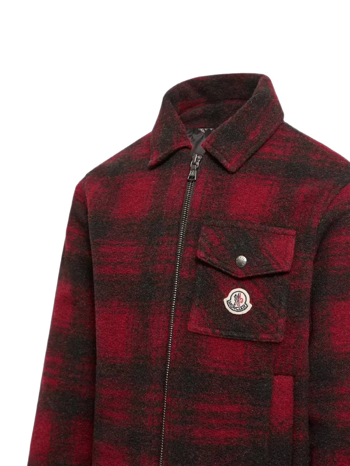 Рубашка-куртка с нашивкой в клетку Moncler Enfant, красный — фото 3