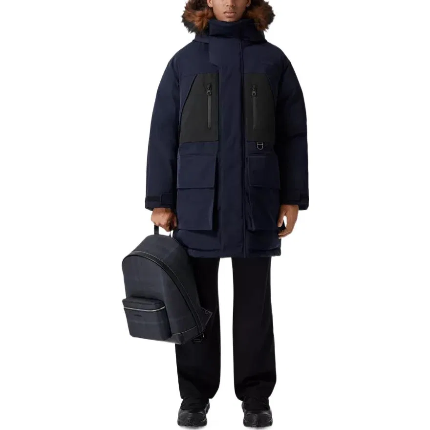 Мужская куртка пуховик с принтом FW22 Down Jacket Burberry, Dark Carbon Blue — фото 3