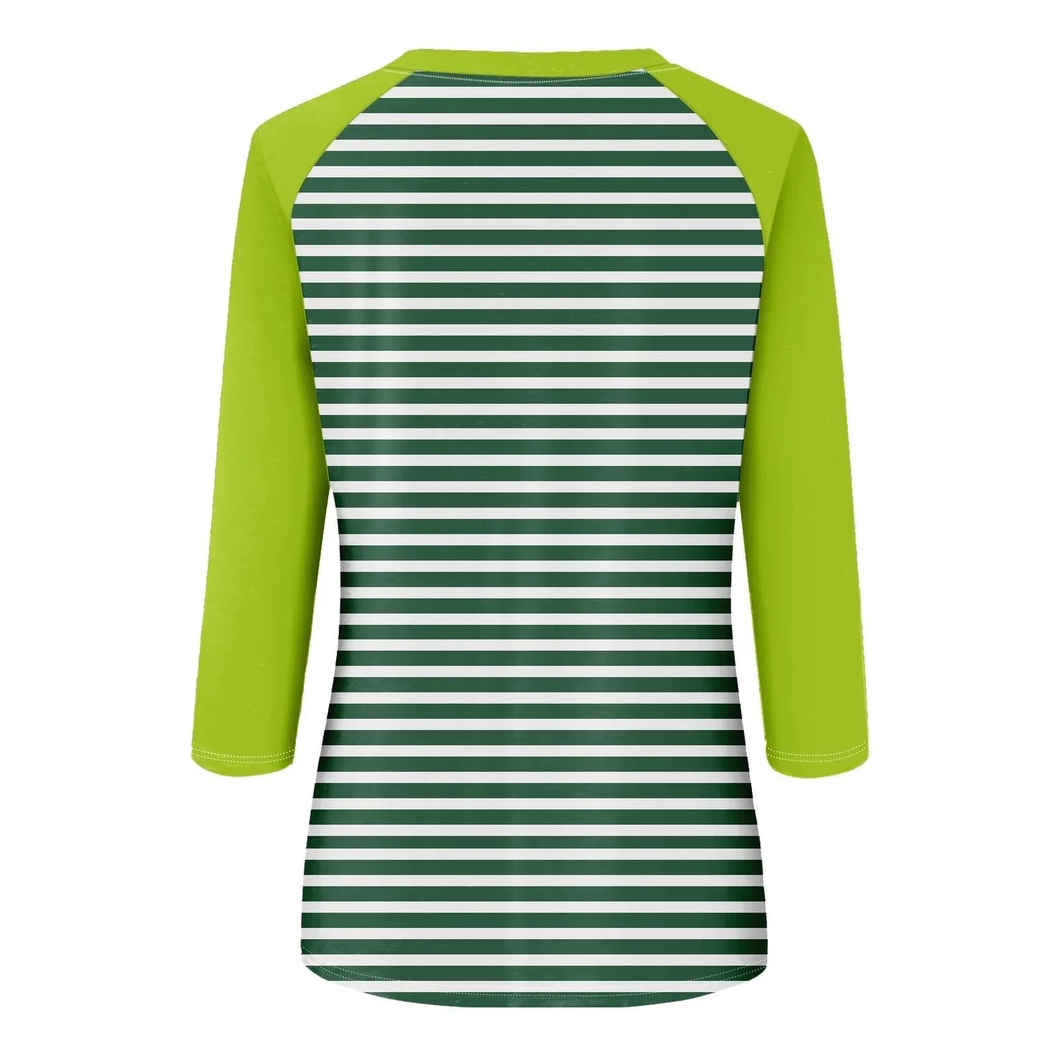 Женская блуза с цветочным принтом Floral Print Round Neck Long Sleeve Lace Top, Green-3 — фото 3