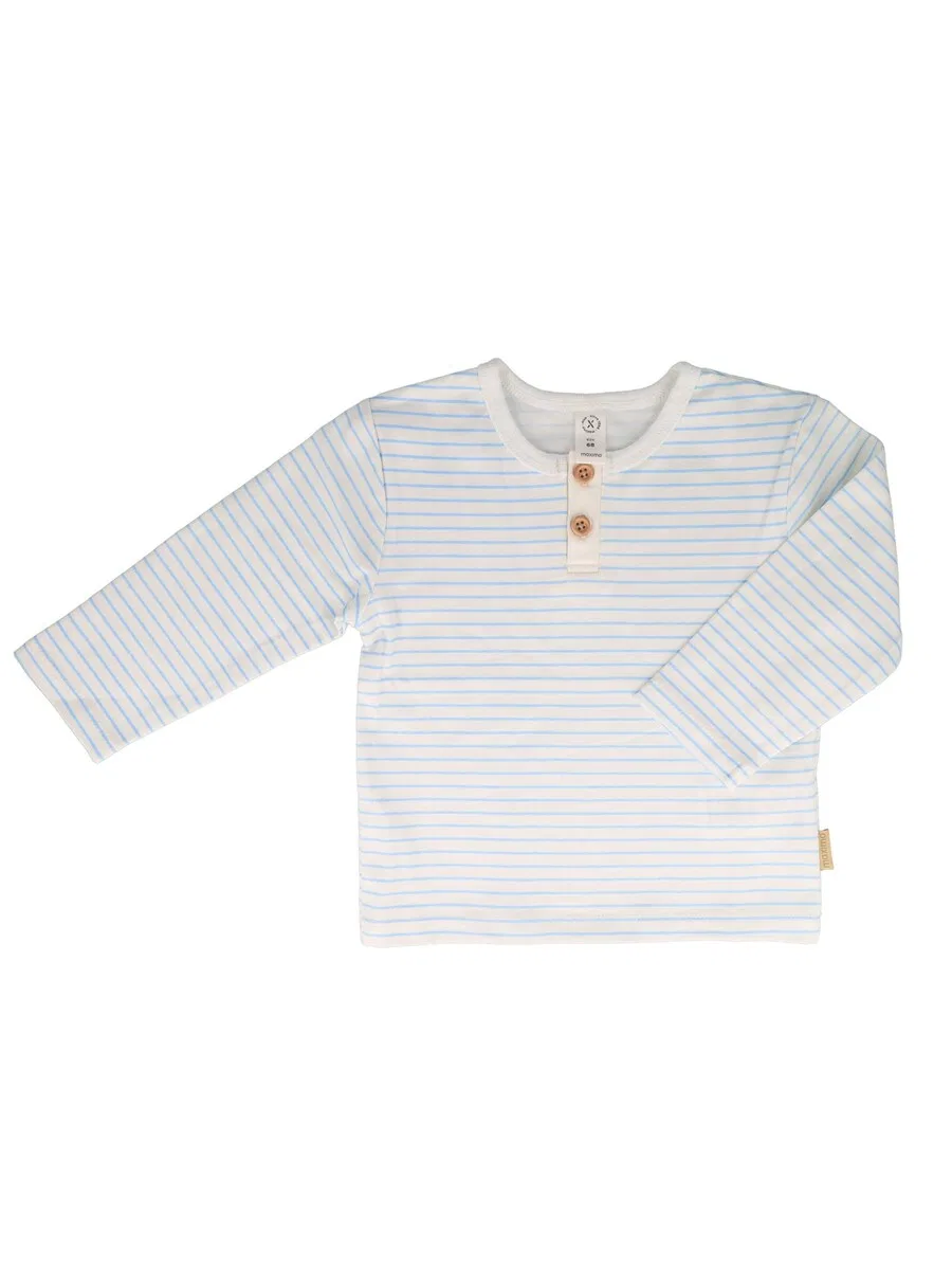 Топ MAXIMO 'BABY BOY-Shirt, langer Arm, Jersey, Ringel, Knopfpatte' синего цвета
