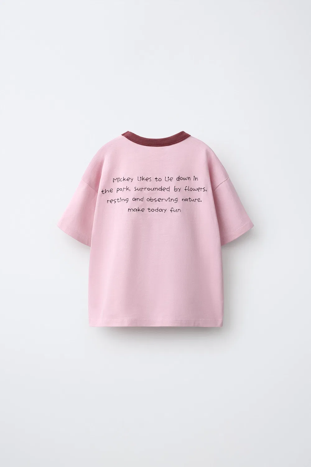 Футболка с принтом и вышивкой Микки Мауса Disney. ZARA, Pink — фото 2