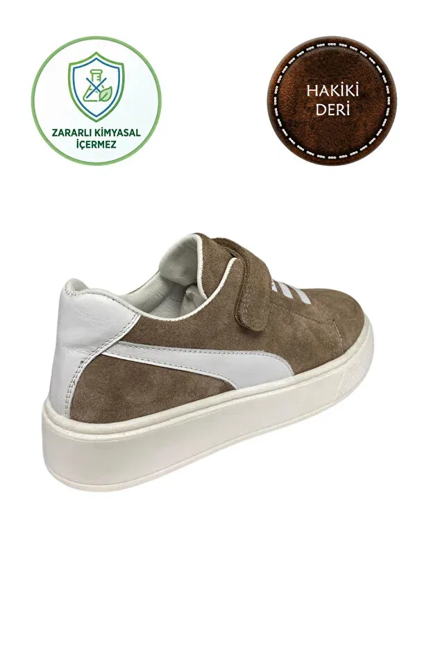 Детские туфли для мальчиков на липучке Şenler Bebe World Kids, Sand Suede Leather White — фото 3
