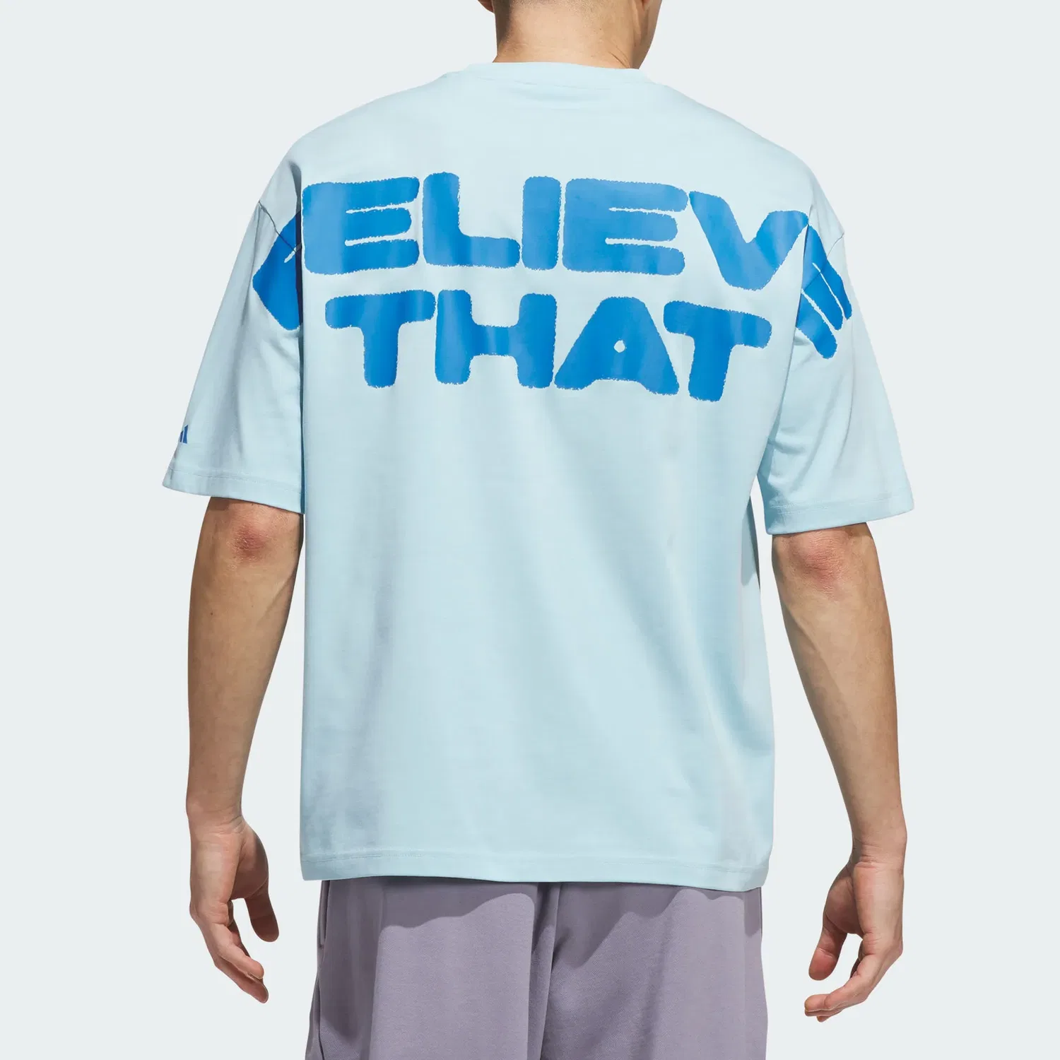 Мужская футболка с круглым вырезом прямого кроя Adidas, Ice Crystal Blue/Light Blue — фото 4