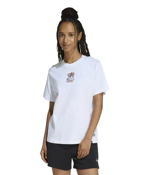Женская футболка с мини-вышивкой Adidas, Белый
