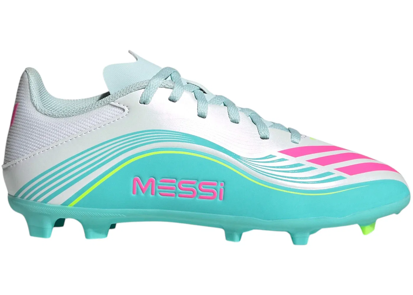 Детские бутсы F50 League FG/MG Adidas, Cloud White Lucid Pink Flash Aqua