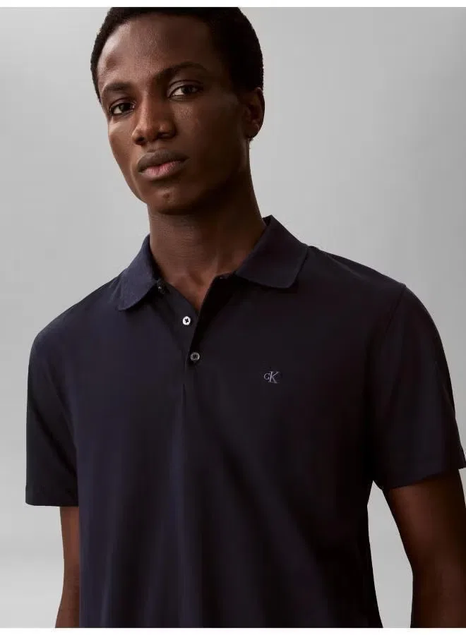 Поло с коротким рукавом, модель Slim fit, Calvin Klein, темно-синий — фото 4