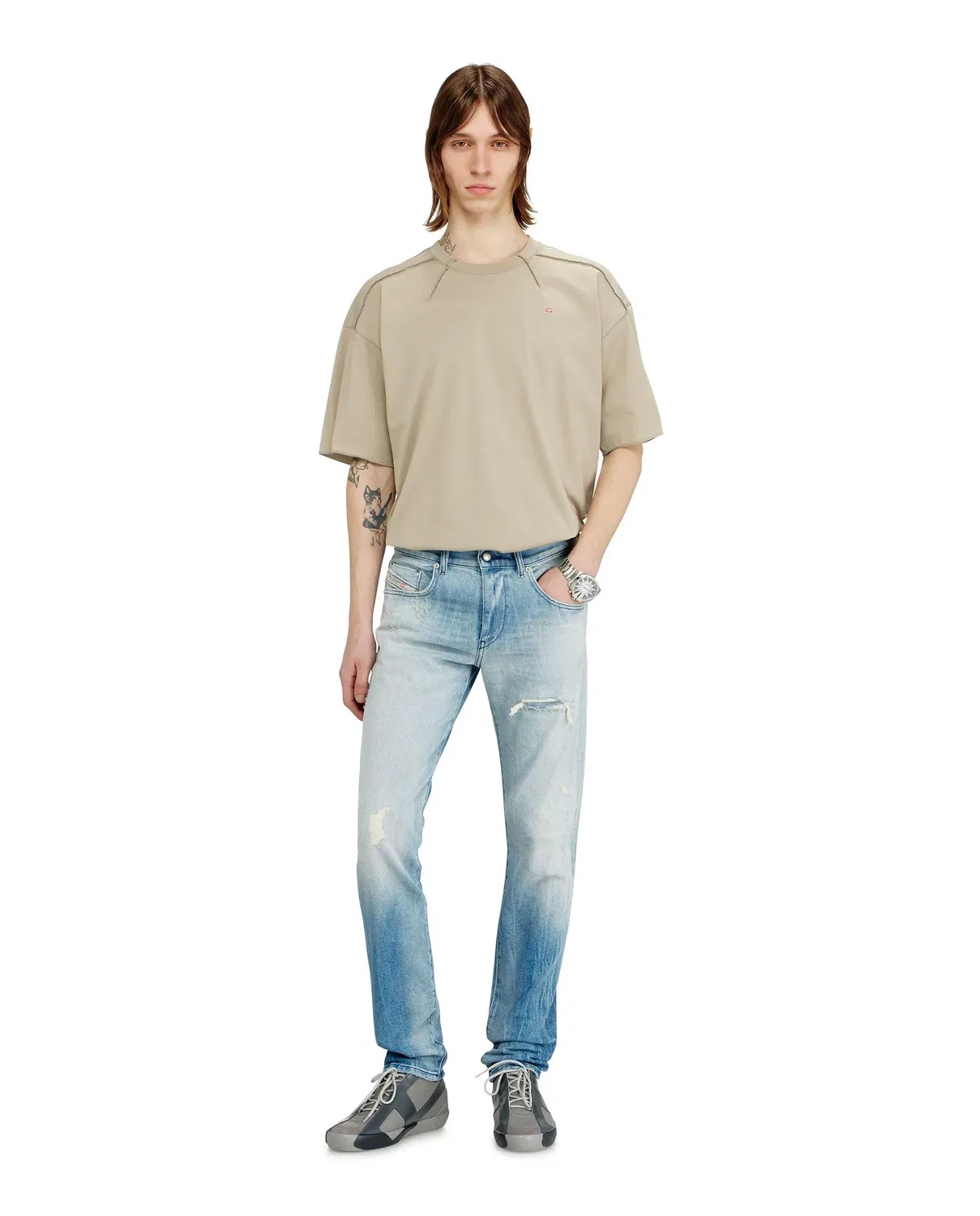 Мужские джинсы slim из хлопка Vaquero slim Diesel, Azul Claro — фото 4