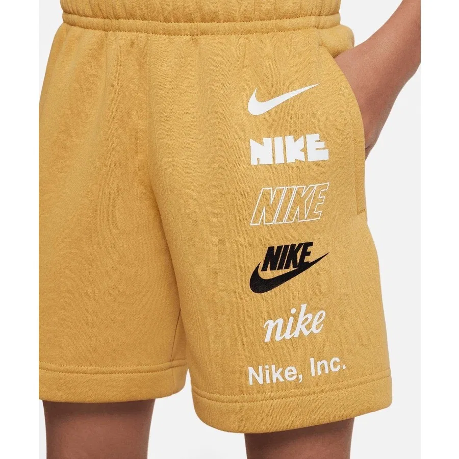 Детские шорты из флиса с принтом Nike Sportswear, Желтый — фото 2
