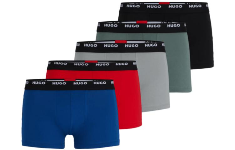 

Пять трусов Stretch-Cotton с логотипом на поясе HUGO BOSS, черный