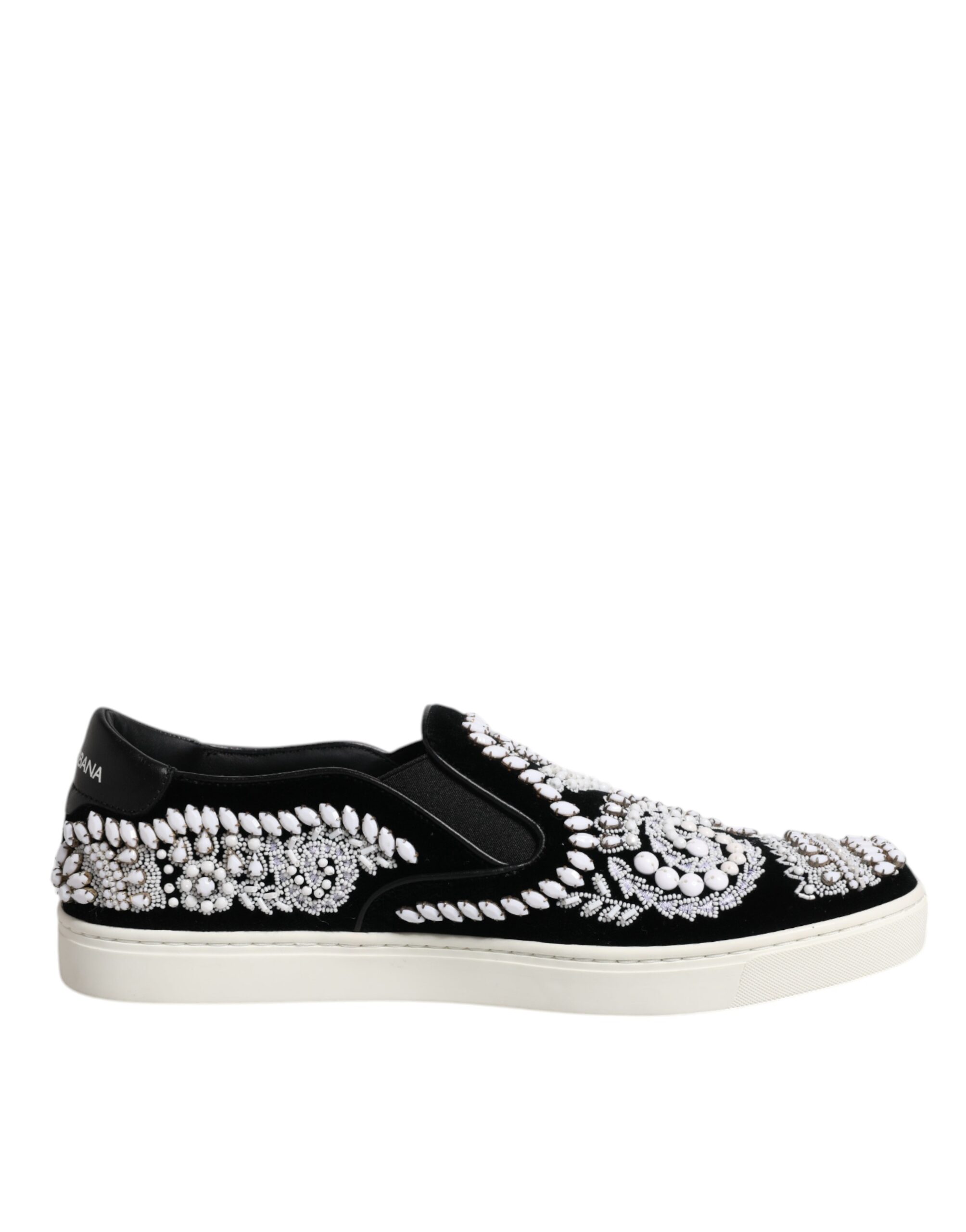 

Черные украшенные мужские туфли London Slip On Dolce & Gabbana, черно-белый