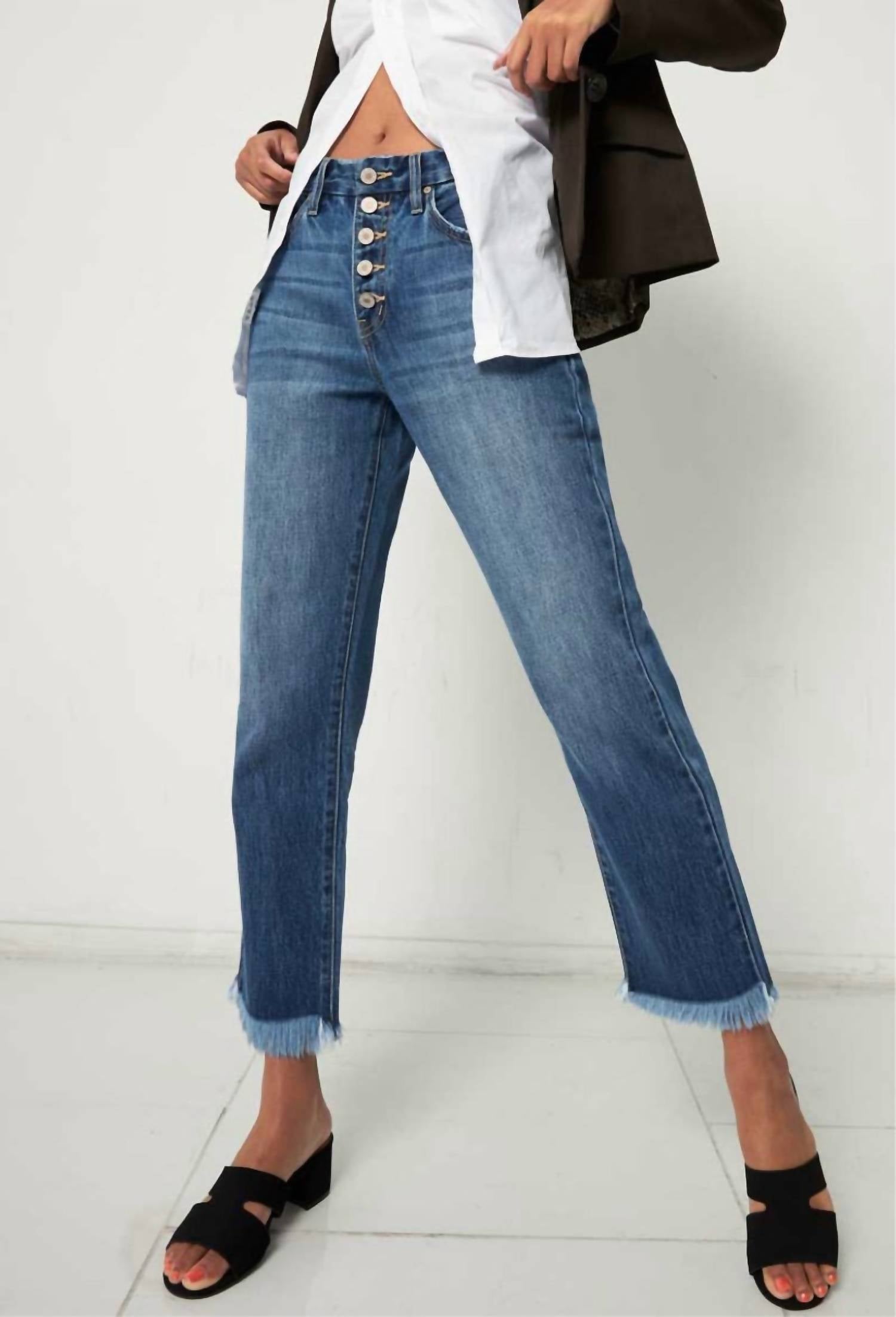 

Высокие джинсы с прямыми штанинами в среднем оттенке KanCan, Medium Wash