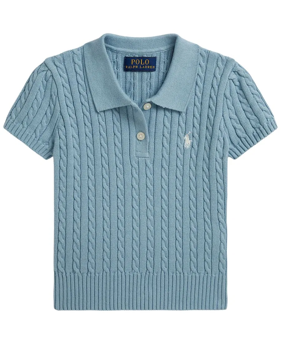 Детский мини-свитер-поло с косами, размеры 2T-6X Polo Ralph Lauren, синий