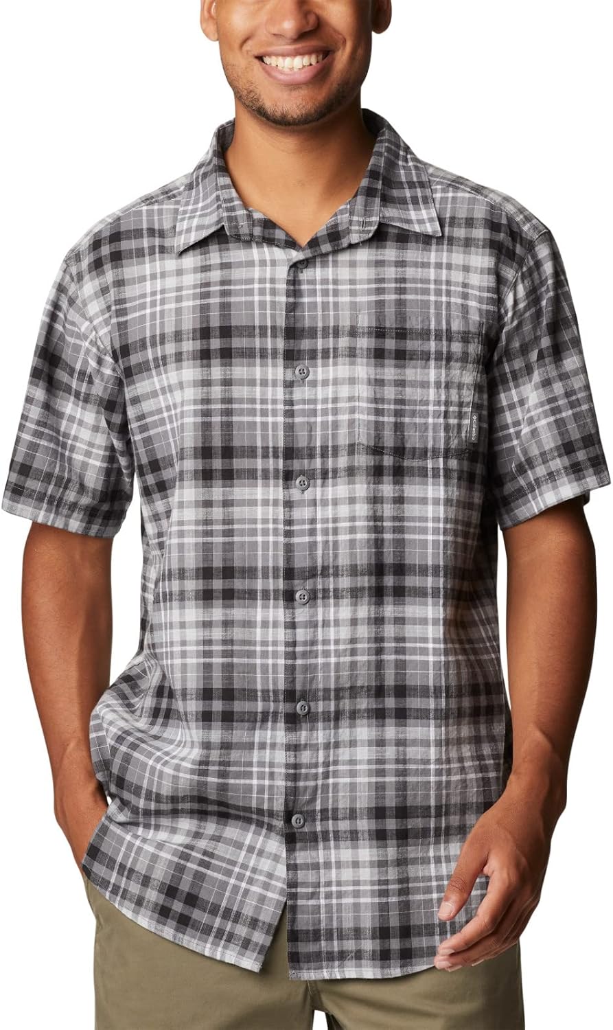 

Мужская рубашка Columbia Under Exposure Yarn Dye с коротким рукавом, City Grey Madras Gingham