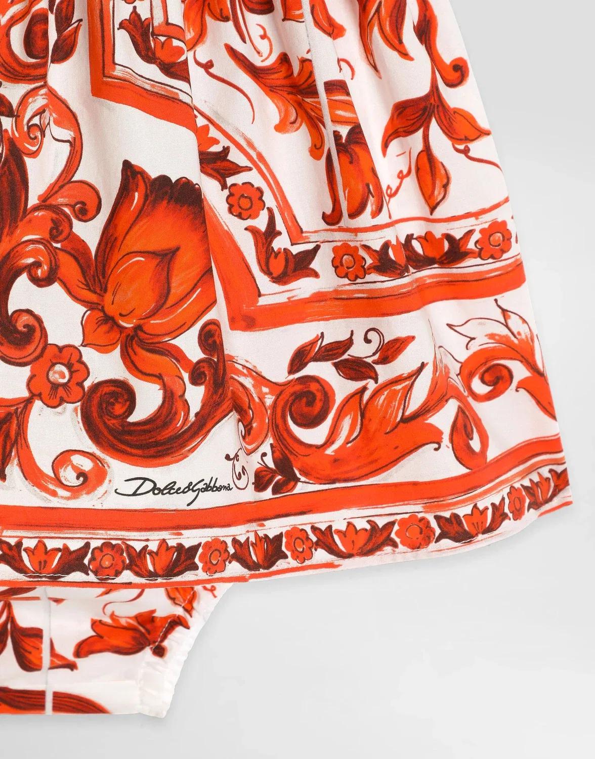 Платье из смешанных материалов с принтом «Майолика» DOLCE & GABBANA, бежевый — фото 4