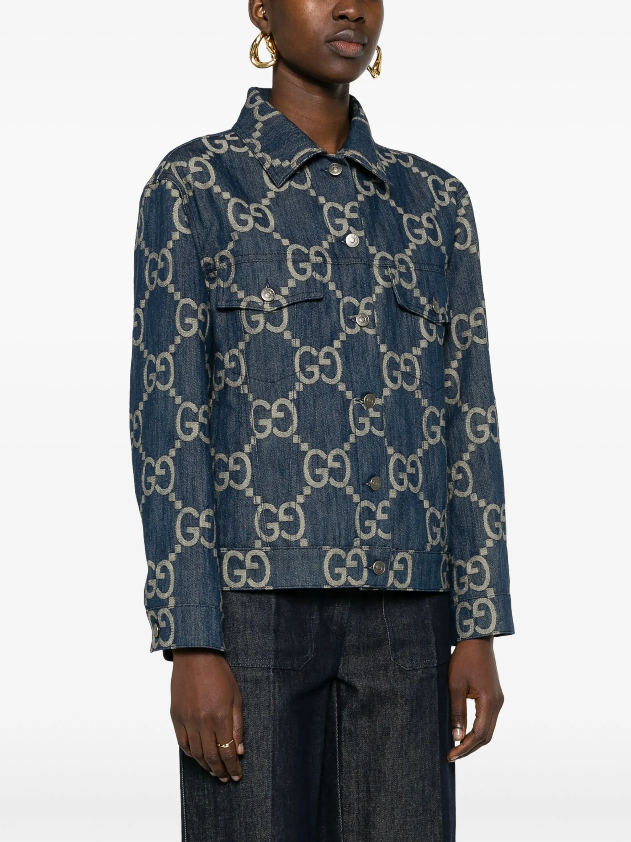 Джинсовая куртка Jumbo GG Gucci, синий — фото 3