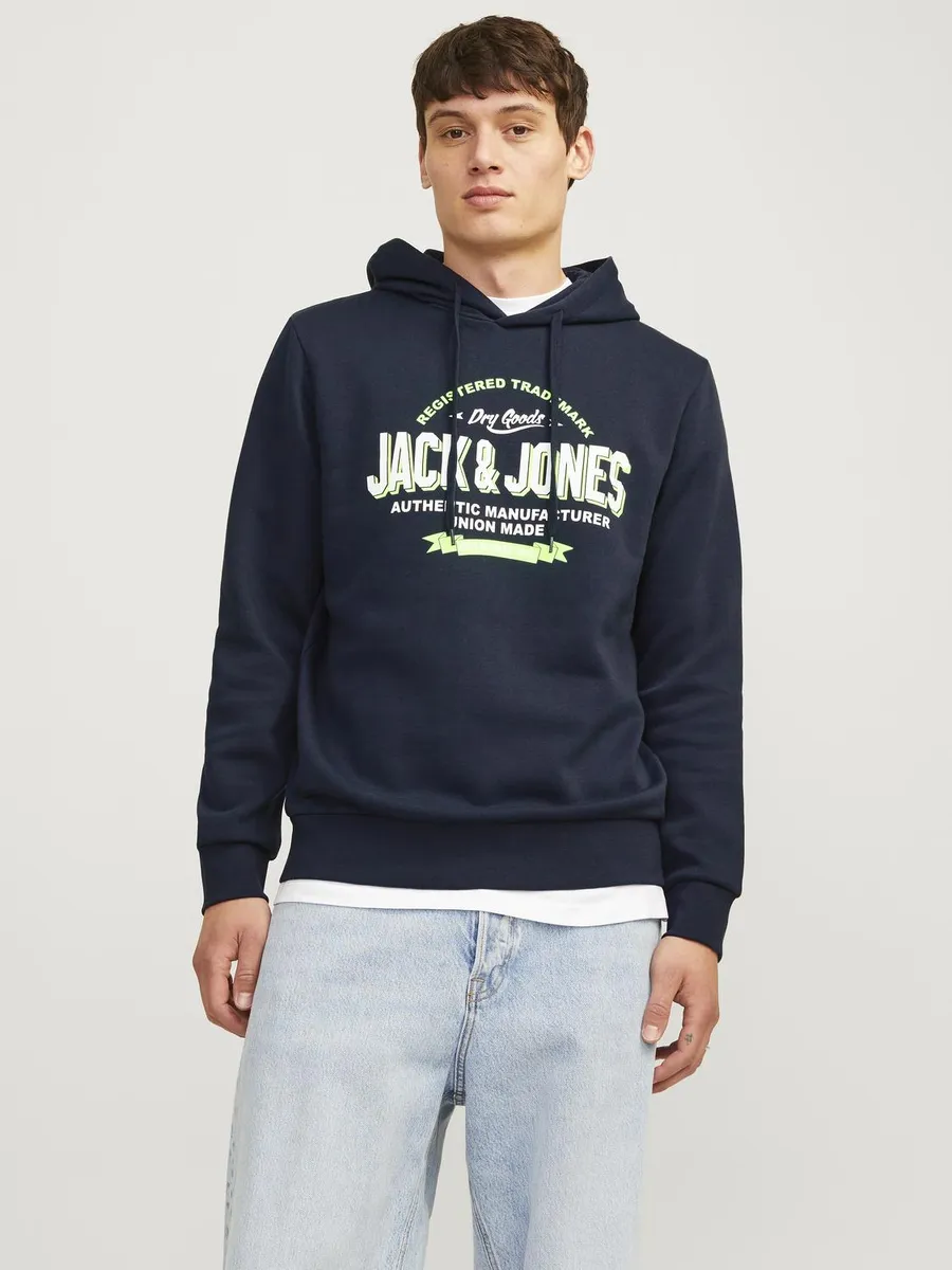 

Толстовка Jack & Jones с капюшоном "JJELOGO SWEAT HOOD 2 COL 24/25 NOOS", синий