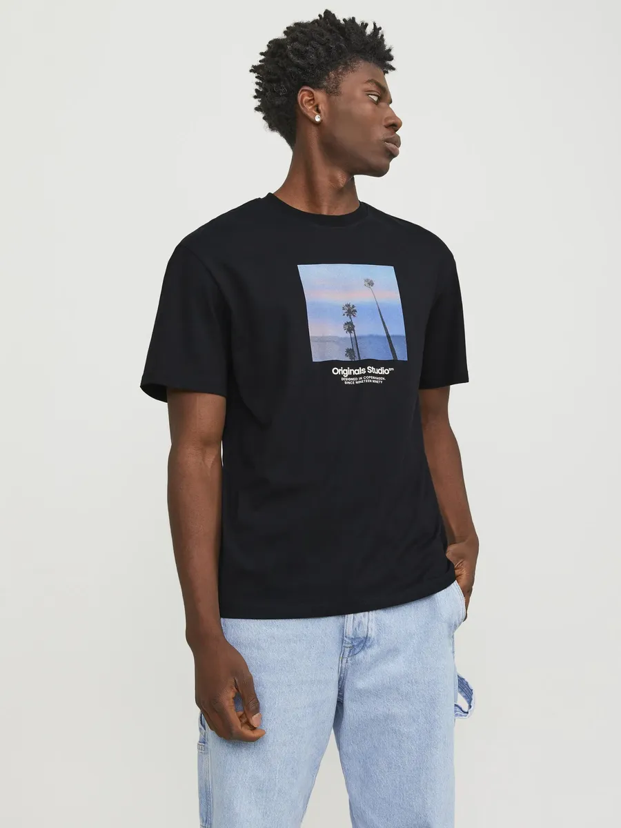 

Рубашка с короткими рукавами Jack & Jones "JORVESTERBRO PICTURE TEE SS CREW NECK SN", черный