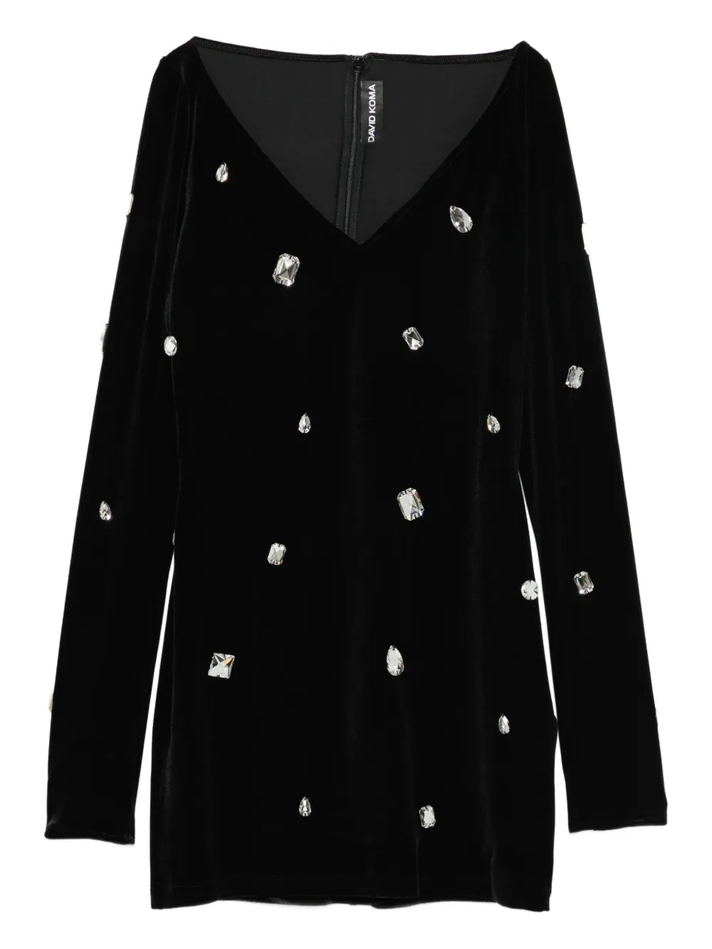 

Платье с V-образным вырезом и кристаллами David Koma, черный