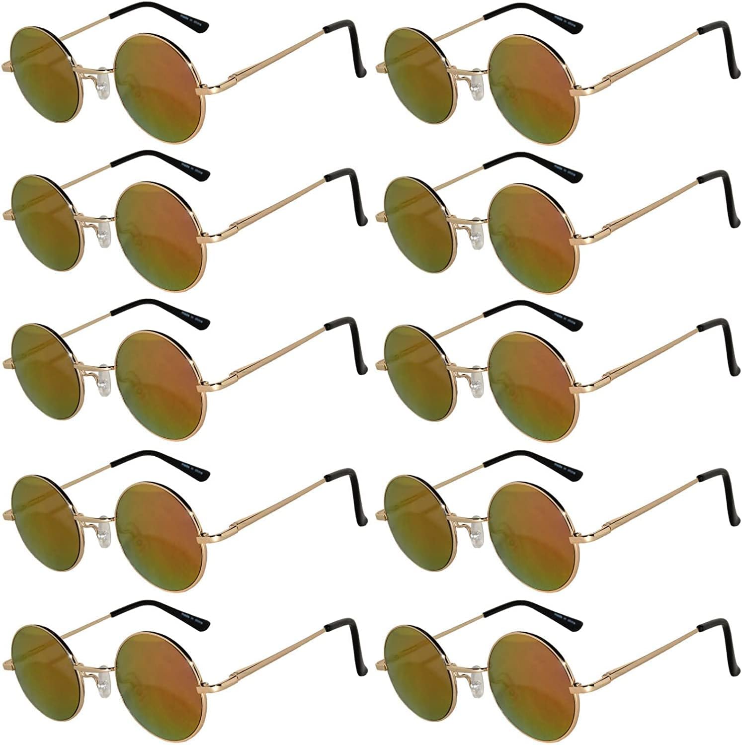 

OWL, набор из 10 круглых солнцезащитных очков в стиле ретро-винтаж с прозрачными, тонированными и зеркальными линзами 43 и 56 мм, металлическая оправа, 43 Mm Gold / Red Mirror