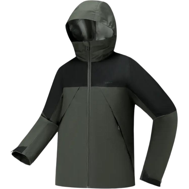 SH500 QUECHUA Куртка и жилет 2 в 1 для подростков DECATHLON, комплект из 2 предметов (Темный оливковый зеленый/Дымчатый черный) — фото 2