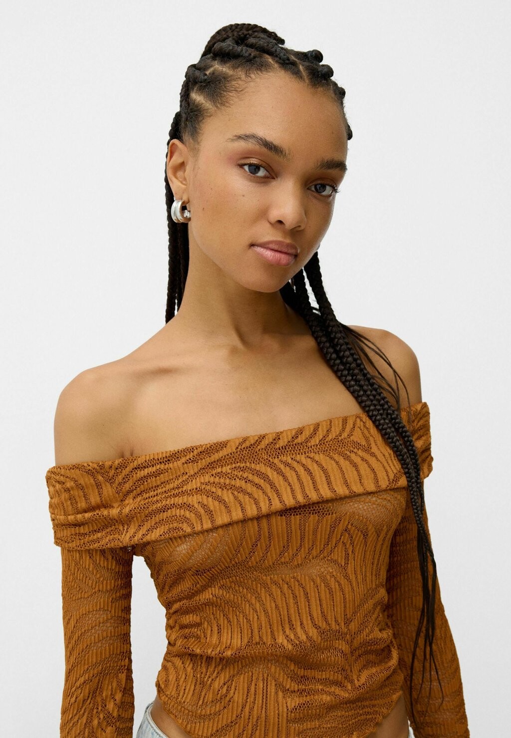 

Джемпер LONG SLEEVE RUSTIC Bershka, светло-коричневый