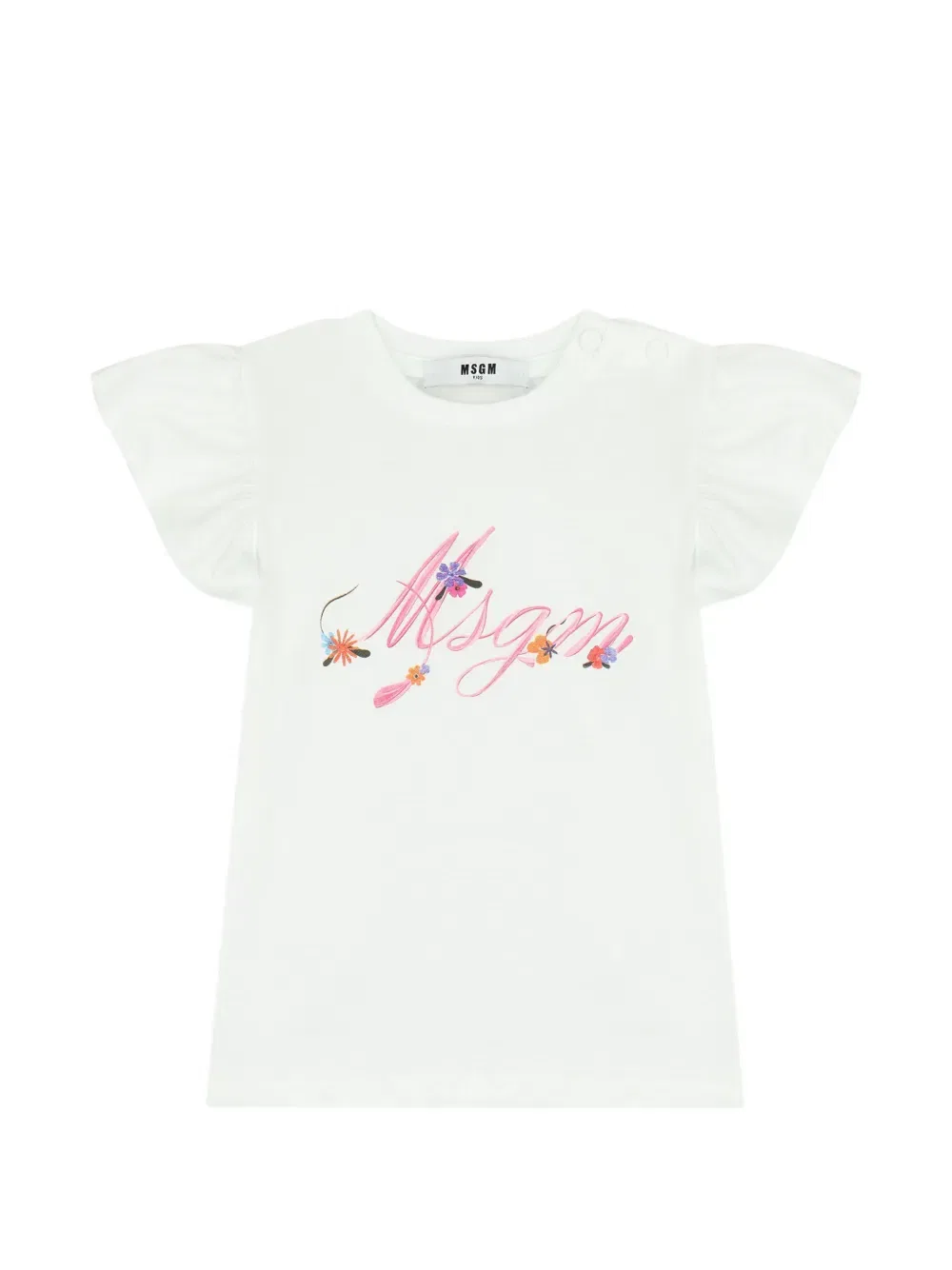 Комплект из топа и шортов с цветочным принтом Msgm Kids, белый — фото 3