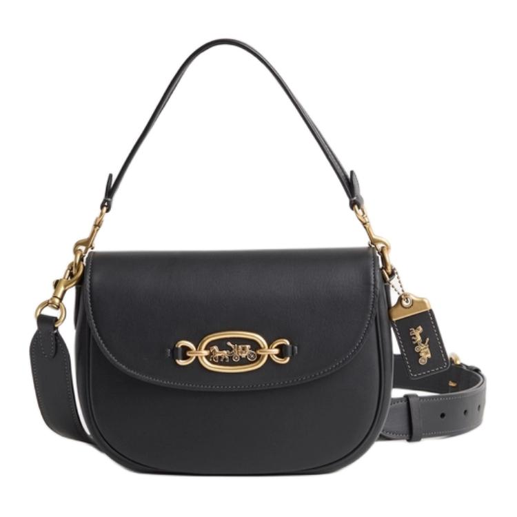 

COACH Кожаная наплечная сумка Харли Кроссбоди Средняя женская черная