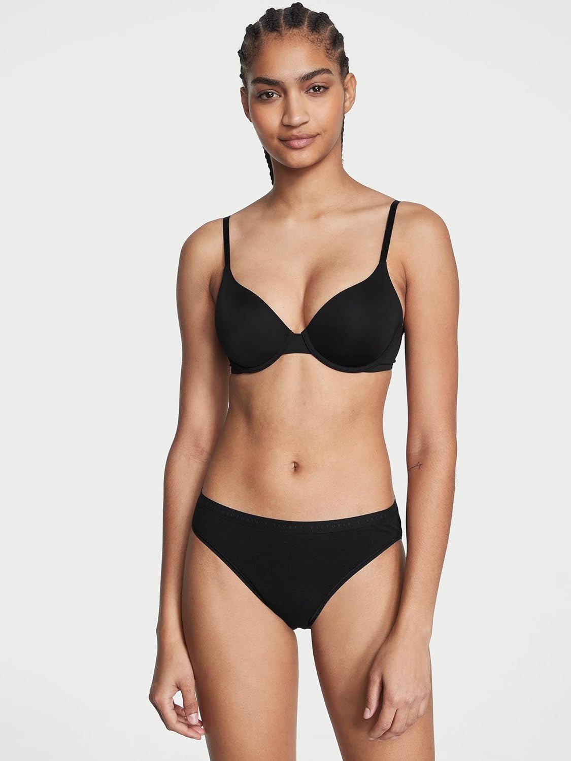 Женские хлопковые бикини Victoria's Secret Women's Cotton Bikini Underwear, 4 штуки, черный — фото 2