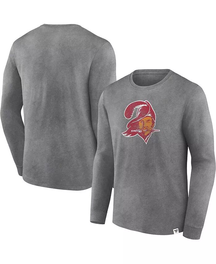 

Футболка мужская Heather Charcoal Distressed Tampa Bay Buccaneers Washed Primary с длинным рукавом Fanatics