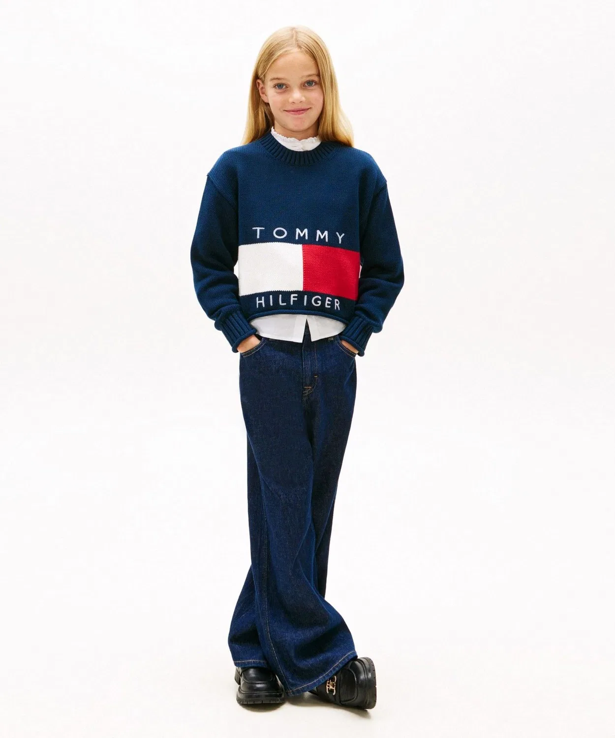 Свитер Tommy Hilfiger Heritage для девочек, белый — фото 3