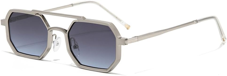 

Солнцезащитные очки UV400 с двойной перемычкой, прозрачными линзами с градиентом Ocean и металлической оправой. Подходят для женщин и мужчин, для бега и занятий спортом на открытом воздухе UYPTK, Silver Gray Blue