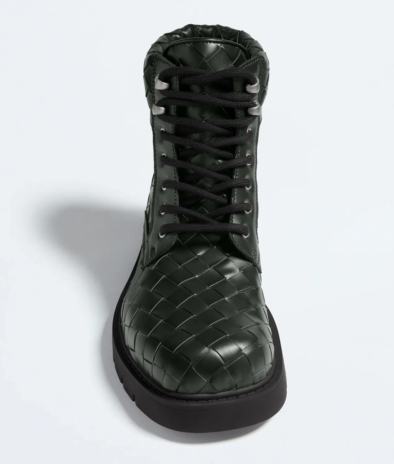 Ботильоны Haddock на шнуровке BOTTEGA VENETA, хаки — фото 4