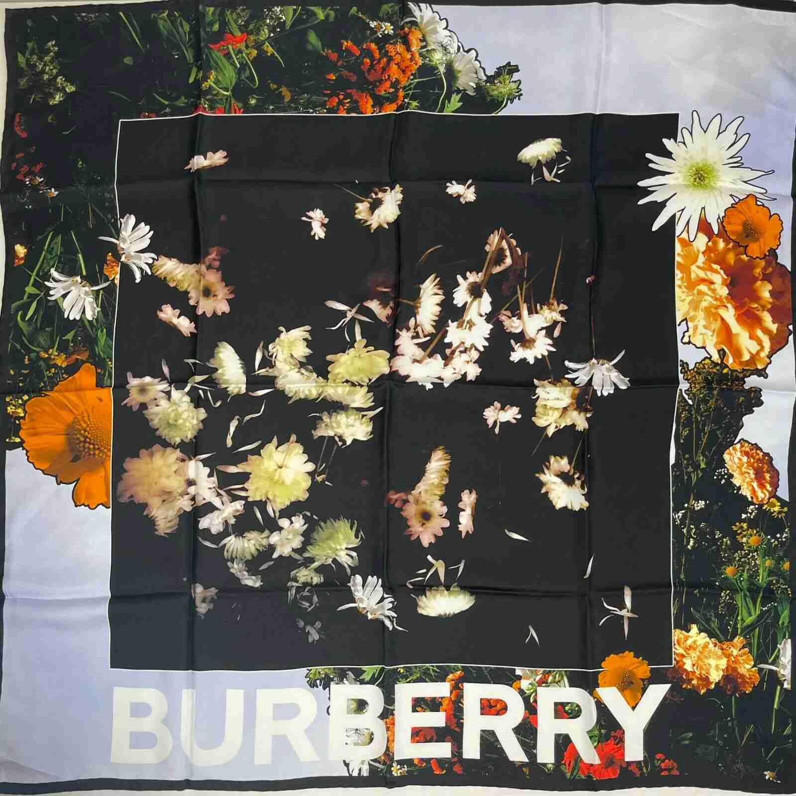 

Новый женский шелковый квадратный шарф Burberry с цветочным принтом, черный