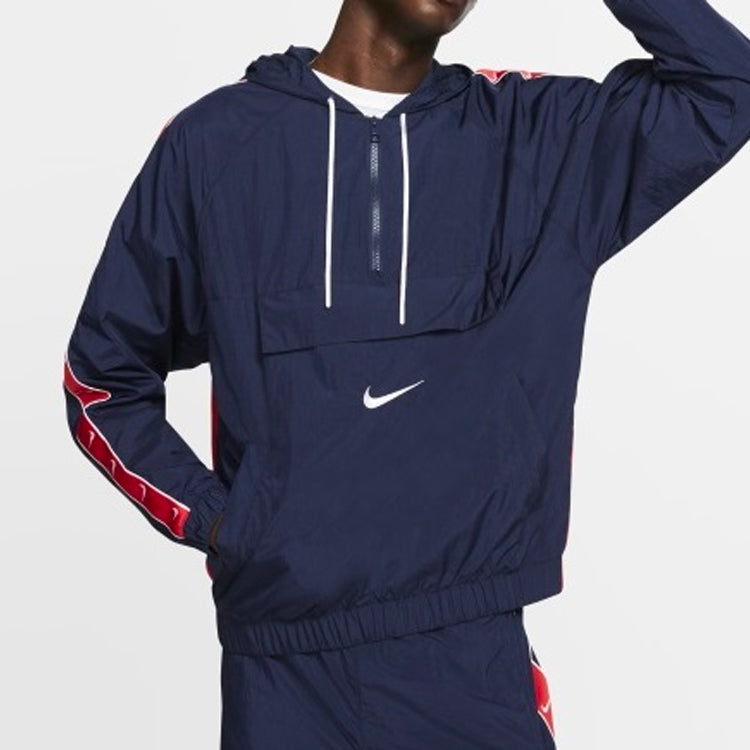 Куртка Nike Sportswear Big Swoosh Hooded Long Sleeve Color Block Jacket Cd0420-451 Colorblock, красный — фото 3
