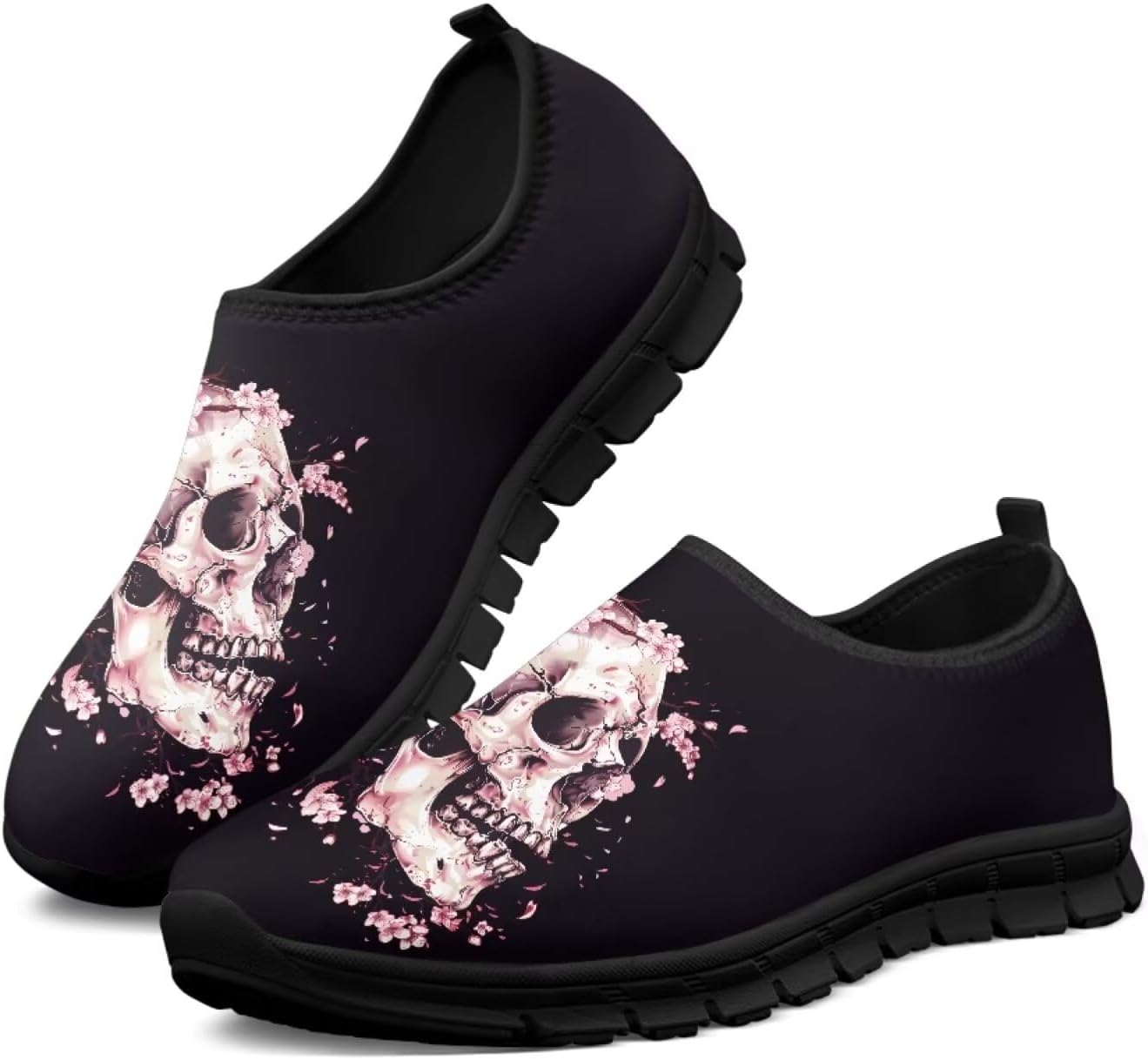 

Мужские слипоны Howilath с рисунком черепа, повседневная обувь для дома, кроссовки для бега, обувь без шнурков с противоскользящей подошвой, Cherry Blossom Skull
