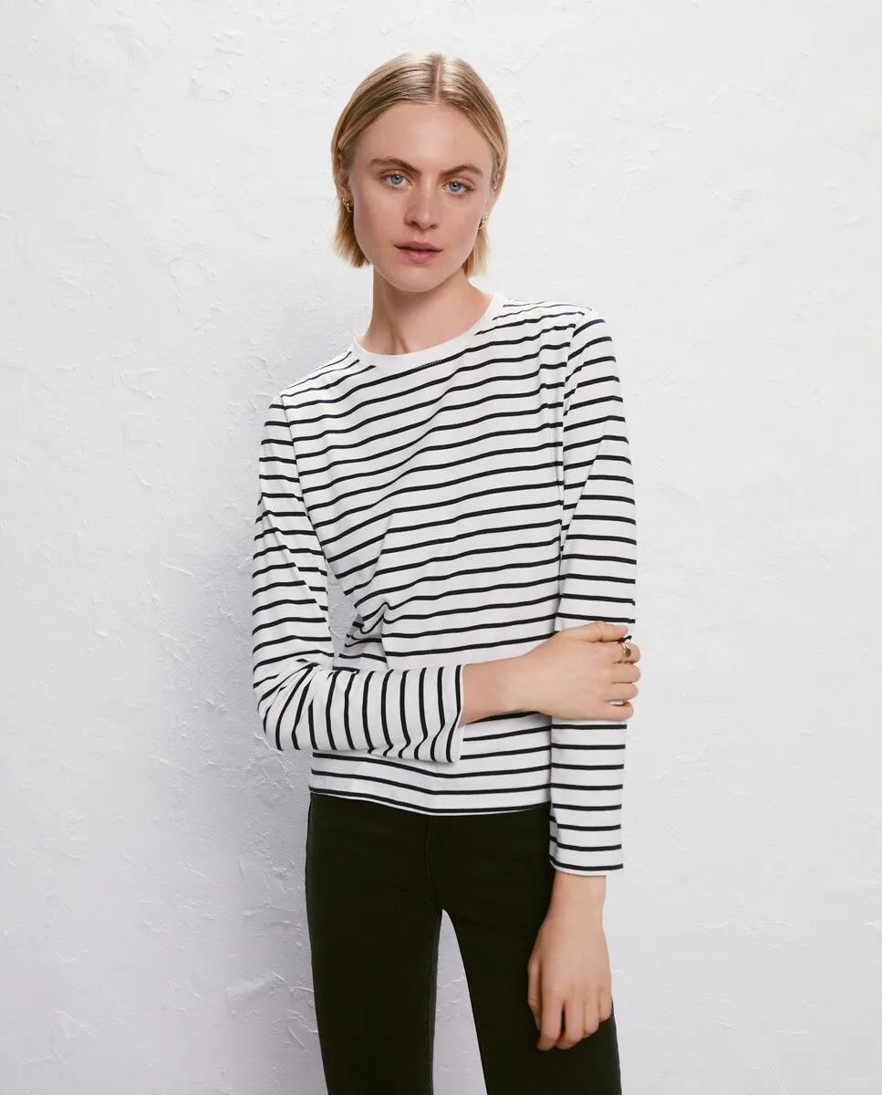 

Женская базовая футболка в полоску с длинными рукавами Easy Wear, белый