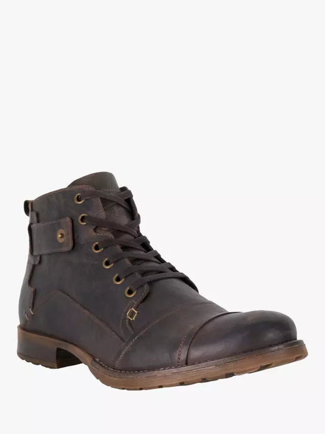 Ботинки Dune Simon Leather Seam Detail Lace Up Ankle, цвет dark brown — фото 3